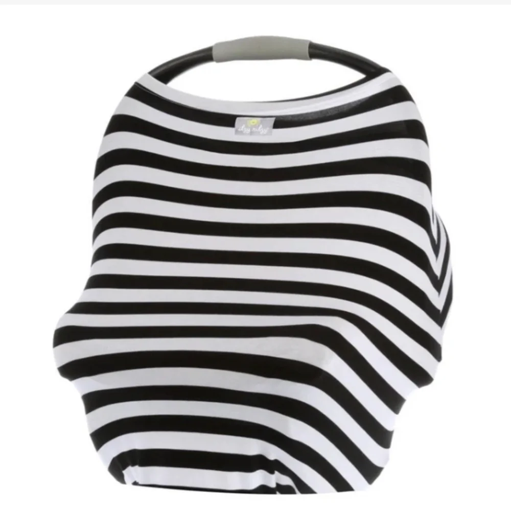 217 Itzy Ritzy Mom Boss Multi-Use Cover, Black & White Stripe